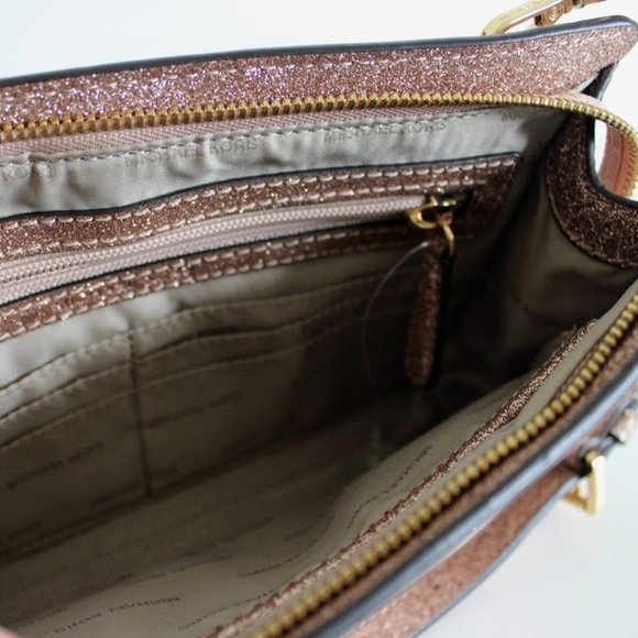 Michael Kors Rose Gold/Champagne Convertible Clutch and Cross Body Purse - Picture 9 of 12